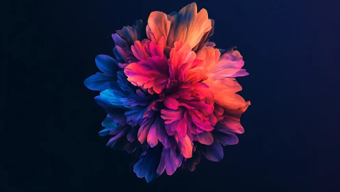 Vibrant Neon Bloom Explodes Against Dark Background