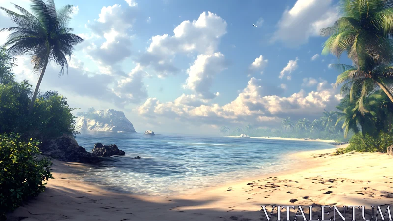 Palms Frame Paradise: Where Golden Sands Kiss Crystalline Waters