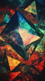 Prismatic Triangular Shards in Layered Abstract Composition.