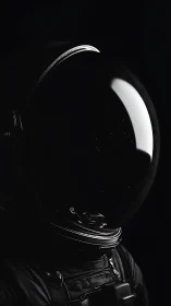 Isolated astronaut helmet in low-key monochrome lighting.