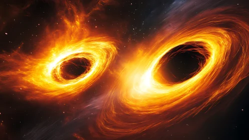 Binary black hole accretion vortices in relativistic orbit.