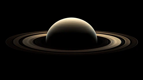 Saturn with illuminated rings set against deep black space.