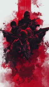 Crimson squadron emerges from smoke and crossfire haze.