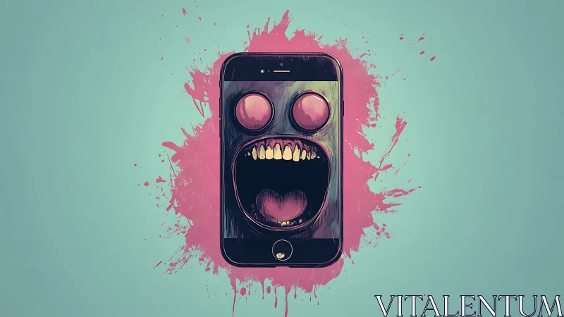 Phone on the verge of a scream splashed in neon paint.