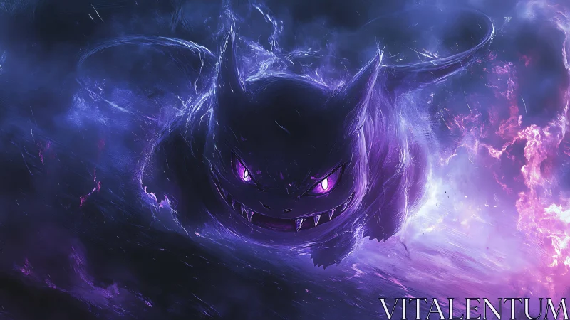 Purple spectral creature in swirling luminous nebula field.