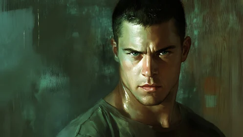 Specular-lit portrait of intense male subject in digital chiaroscuro.