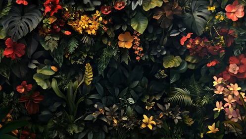 Vibrant Botanical Tapestry Against Dark Ground.