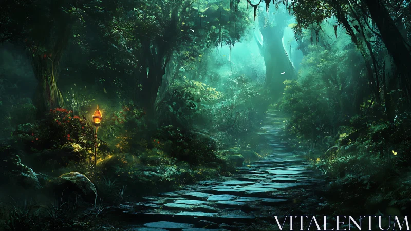 Emerald Grotto's Luminescent Pathway Through Ancient Canopies.