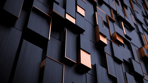Warm copper accents in a sleek geometric wall design.