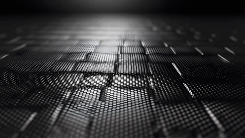 Futuristic metallic hexagonal grid pattern in abstract dark style.