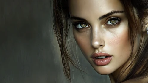 Hyperreal digital portrait isolates an intense female gaze