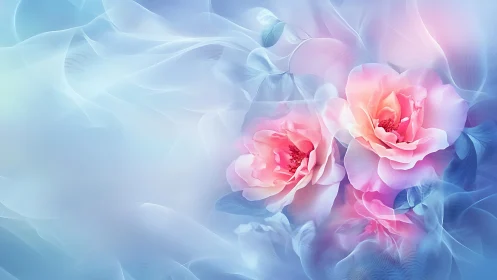 Pink Peonies in Ethereal Blue Haze.