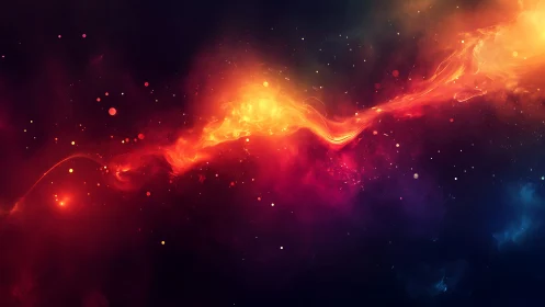 Nebulous plasma stream across dark cosmic background.