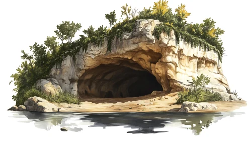 Stone Cathedral Carved by Time Welcomes Water's Gentle Embrace