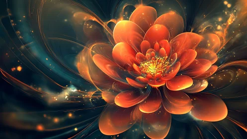 Radial fractal blossom renders luminous translucent petals in motion