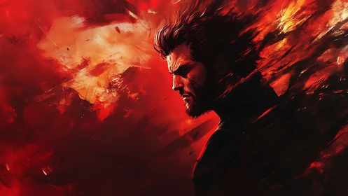 Storm-forged loner strides through a wildfire of memory.