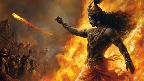 Fire crowned warrior commands a comet across the battlefield