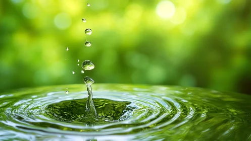 Emerald water droplet crowns dance in soft forest light.