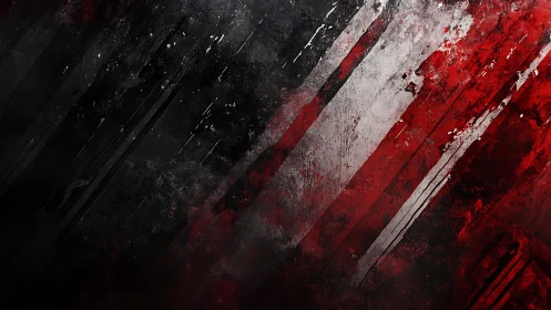 Grunge Abstract Art with Red, Black, and White Diagonal Streaks.
