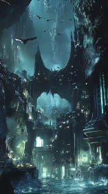 Subterranean gothic metropolis with cavernous bat-filled void.