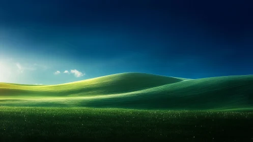 Sunlit cyber hills breathe under a storm-deep digital sky.