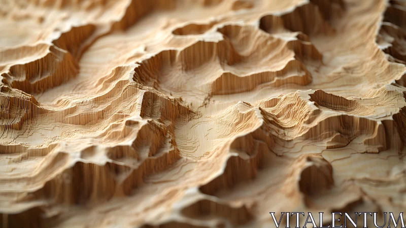 Intricate Wooden Topographic Map Model with Layered Detailing.