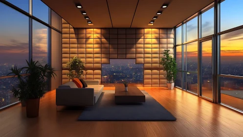 Skyline salon of sunset gold and urban hush dreams.