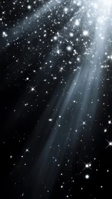 High-intensity stellar field with radial light beams and glow gradients