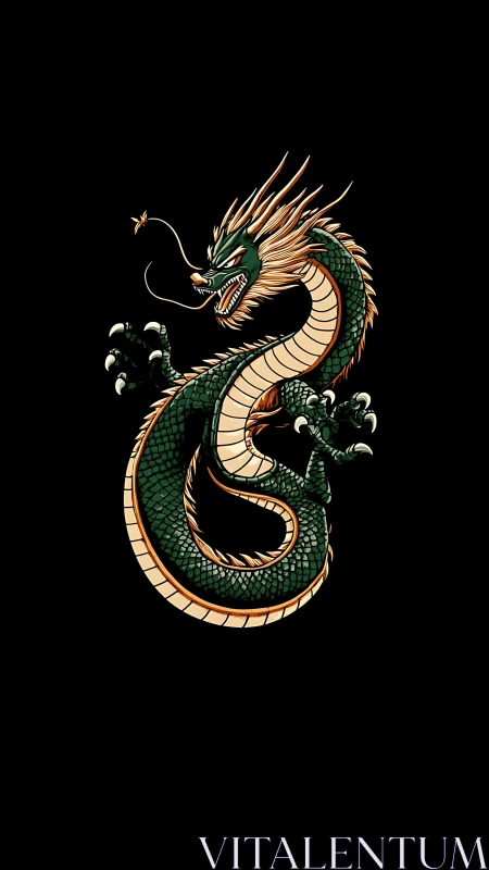 Coiled jade dragon whips fire-tipped whisker through night