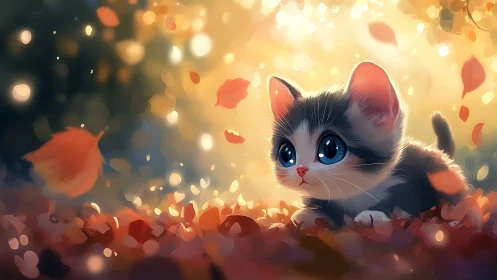 Rendered Feline Subject with Chromatic Bokeh and Luminescent Particle Effects