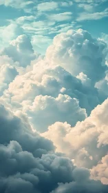 Towering sunlit cumulus clouds rise through blue sky