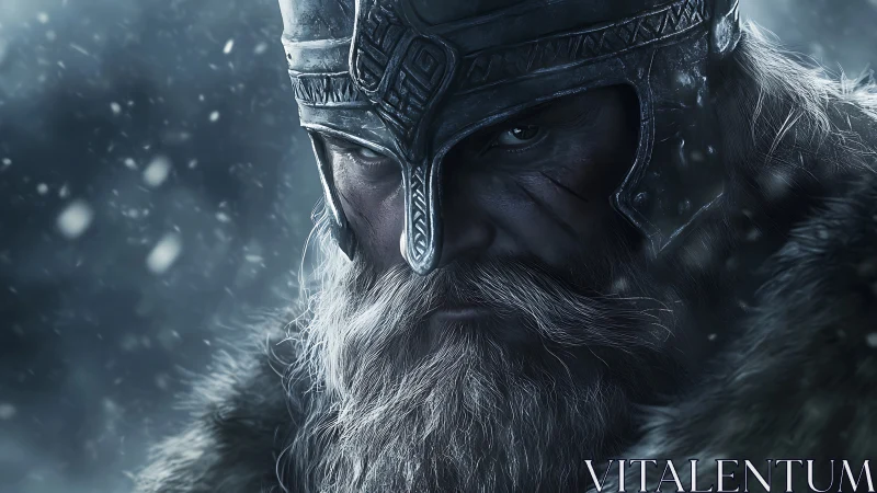 Cold-lit warrior portrait shows detailed fur, steel, and frost depth
