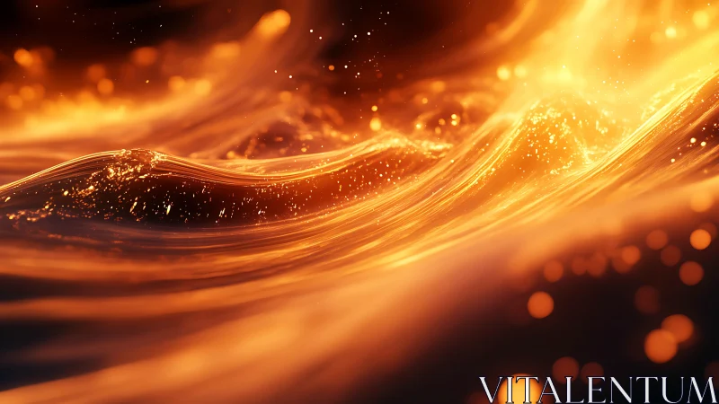 Fluid waveforms of luminous orange light move across frame