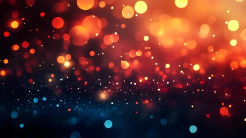 Vibrant Bokeh Lights Abstract Background in Warm and Cool Tones.