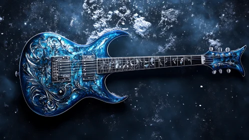 Cosmic blue guitar stretches like a comet across frozen night