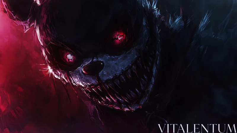 Demonic rabbit close-up rendered in high-contrast digital chiaroscuro