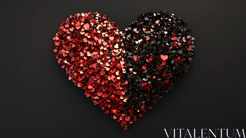 Dual-Tone Heart Composed of Luminous Particles. Contrast.