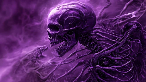 Violet spectral skeleton wreathed in twisting ethereal veins.