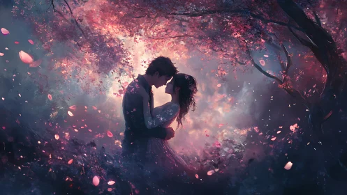 Luminescent Cherry Blossom Embrace: Digital Rendering Analysis.