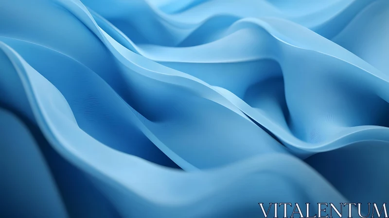 Abstract blue waves in soft flowing fabric style digital art.