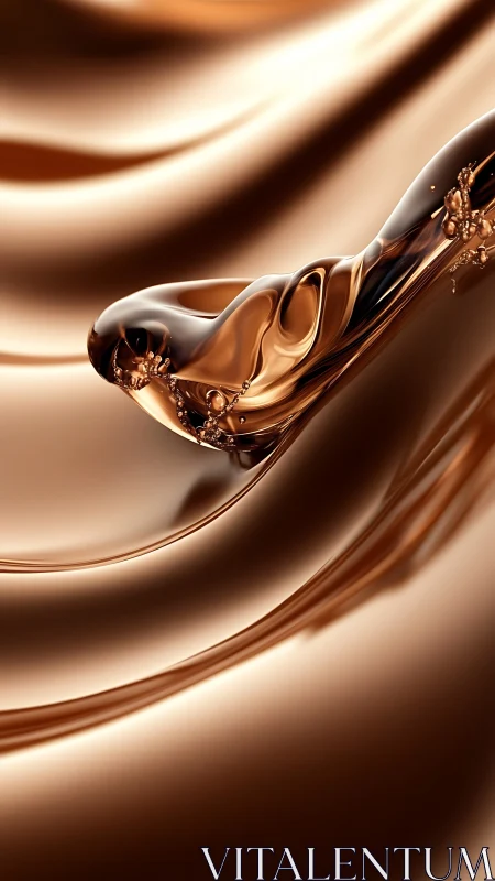 Liquid bronze ribbon swirling through molten satin light.