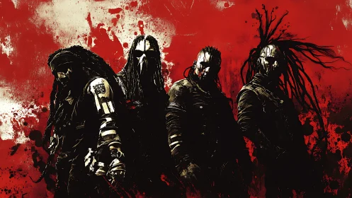 Masked industrial band stands against violent red storm