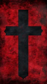 Black cross emblem stands stark against textured crimson field