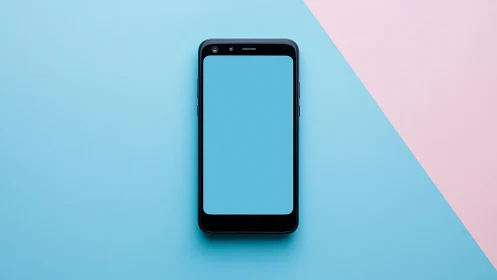 Smartphone Device Mockup with Dual-Tone Background Composition.