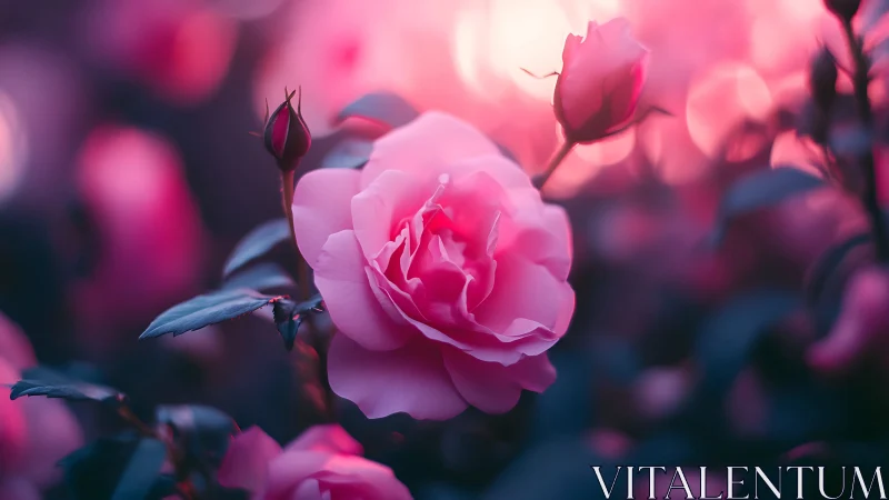 Pink blooms captured in sharp focus with blurred background depth