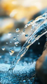 Dancing water stream sparkles in crisp golden light.