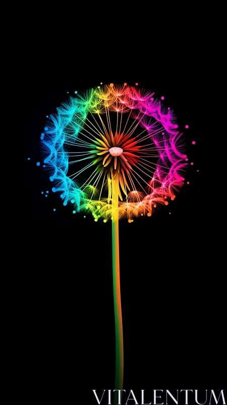 Digital render shows multicolor dandelion structure on black