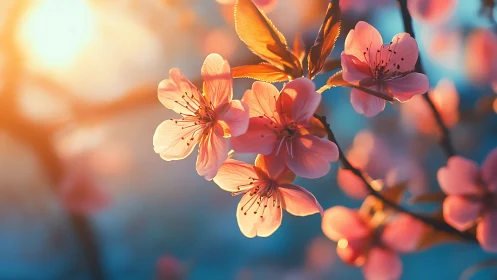 Backlit Flowering Branches With Depth of Field Blur