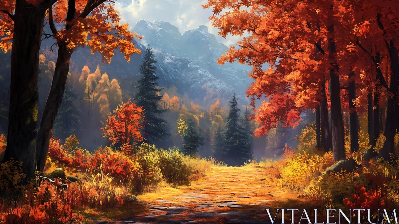 Golden Autumn Forest Path Adventure.