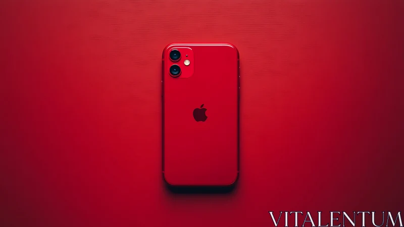 Red iPhone 11 Smartphone Against Matching Red Background